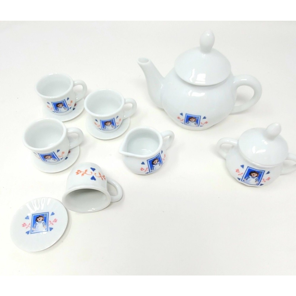 97' Raggedy Ann Classic American Dolls U.S. Stamp 80th Anniversary 13 pc Tea Set